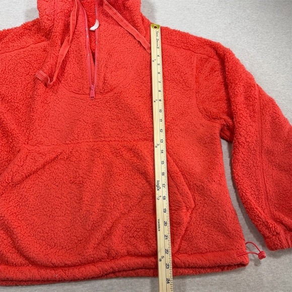 Free People Pullover Womens M Coral Pink Sherpa Half Zip Fleece - Picture 2 of 9